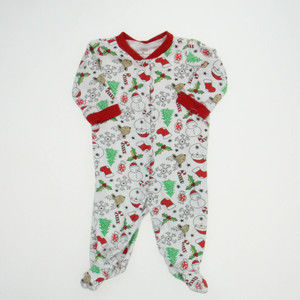 Starters Unisex White | Christmas 1-piece footed Pajamas size: 6 Months